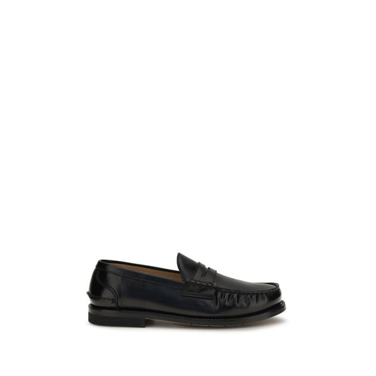 Black Calf Leather Bos Taurus Slip-On Loafers