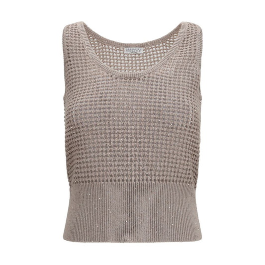 Beige Cotton Tank Tops