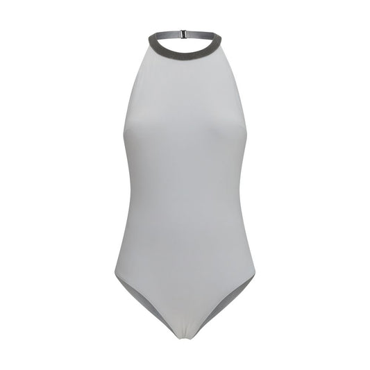 White Polyamide One-Piece Swimsuit