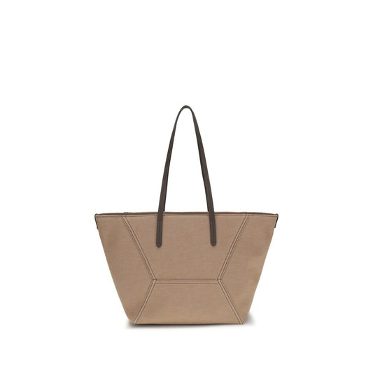 Beige Cotton Shoulder Bag