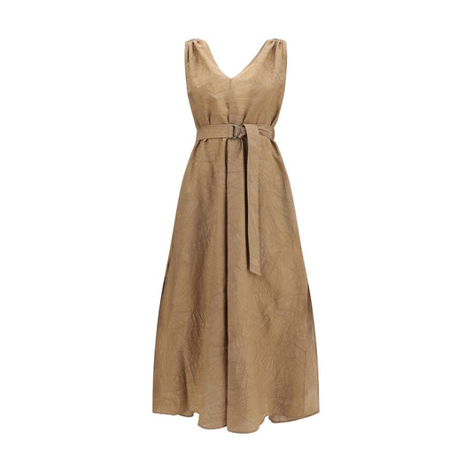 Beige Cotton Casual Dress