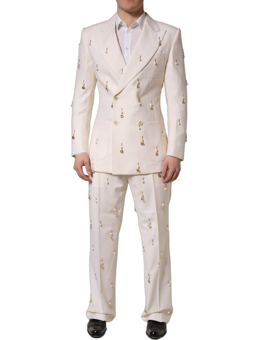 White Wool Slim Fit Formal 2 Piece Men Suit