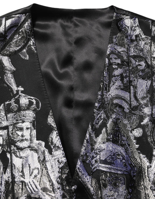 Black Jacquard Slim Fit Formal 3 Piece Suit