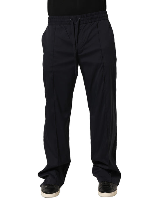 Black Nylon Straight Jogger Sweatpants Pants
