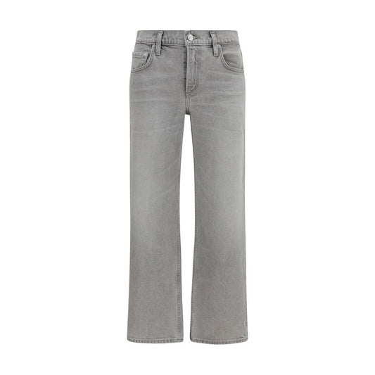 Gray Cotton Straight-Leg Jeans