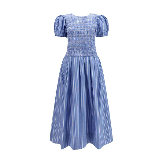 Blue Cotton Casual Dress