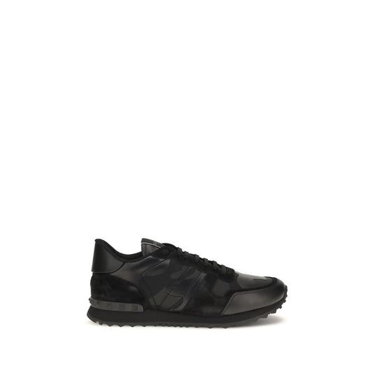 Black Polyester Athletic Sneakers