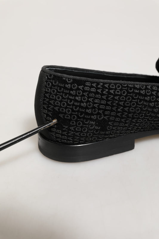 Black Logo Monogram Men Dress Loafers Shoes