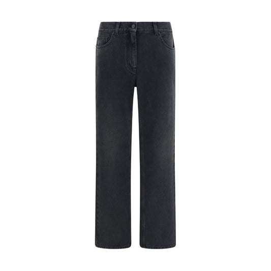 Black Cotton Straight-Leg Jeans