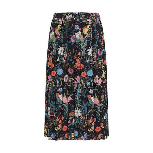 Multicolor Silk Midi Skirt