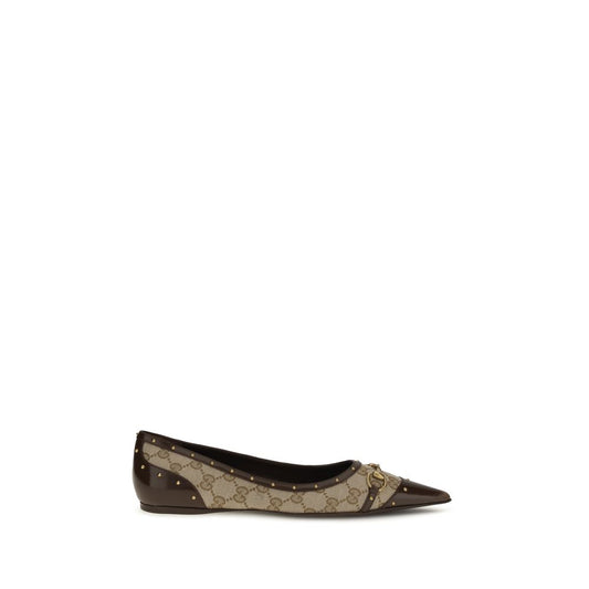 Beige Polyester Ballet Flats