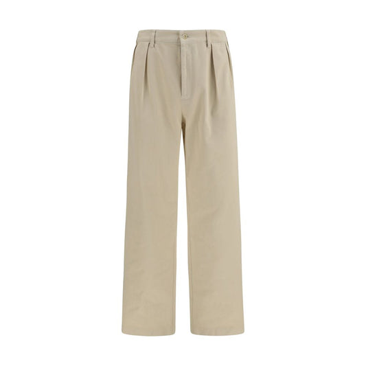 Beige Cotton Casual Pants
