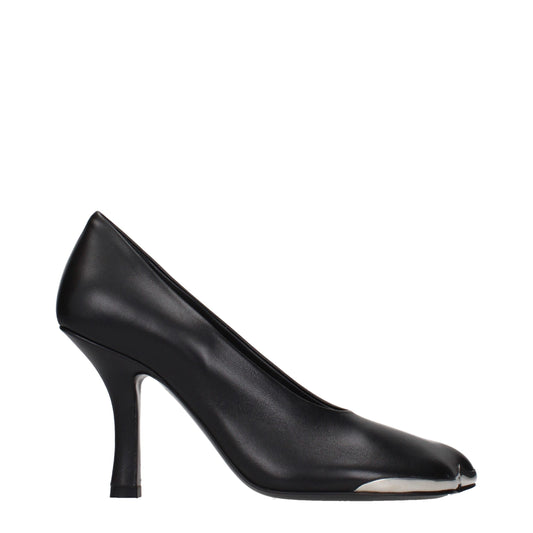 Black Leather High Heel Pumps