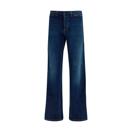 Blue Cotton Flared Jeans