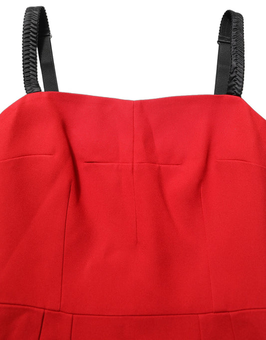 Red Stretch Bodycon Sheath Knee Length Dress