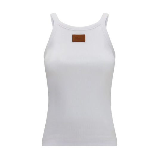 White Cotton Sleeveles T-Shirt