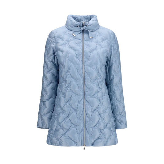 Blue Polyester Full-Length Jacket