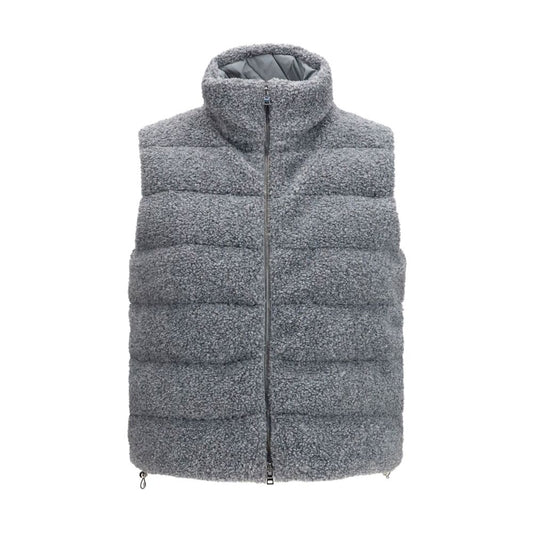 Gray Polyester Sleeveless Jacket