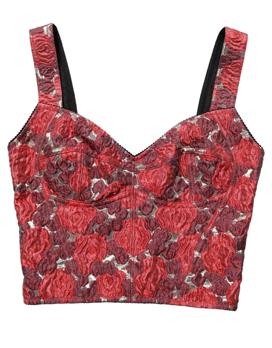 Multicolor Floral Cropped Bustier Tank Top