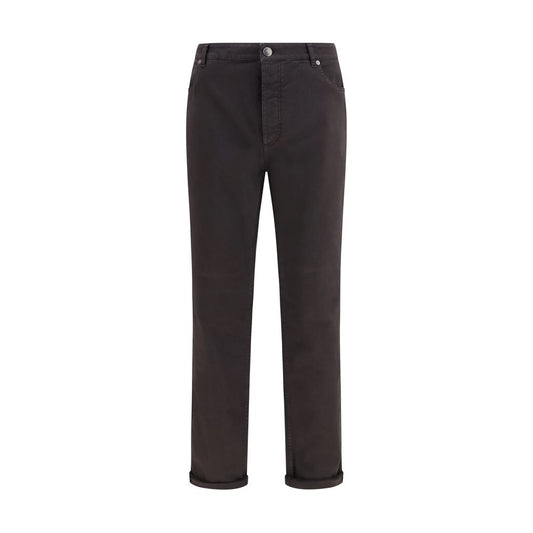Brown Cotton Relaxed Fit Jeans