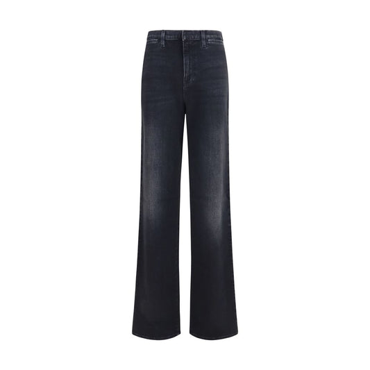 Black Cotton Straight-Leg Jeans