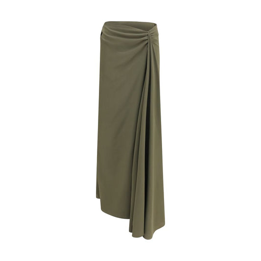 Bicolor Silk Long Skirt