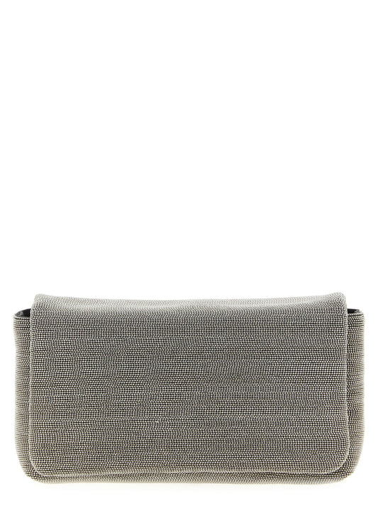Silver Leather Clutch Bag