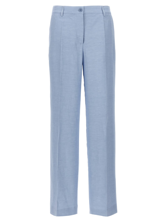 Blue Viscose Casual Pants
