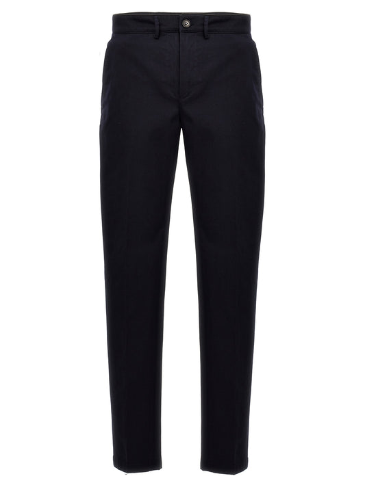 Blue Cotton Casual Pants