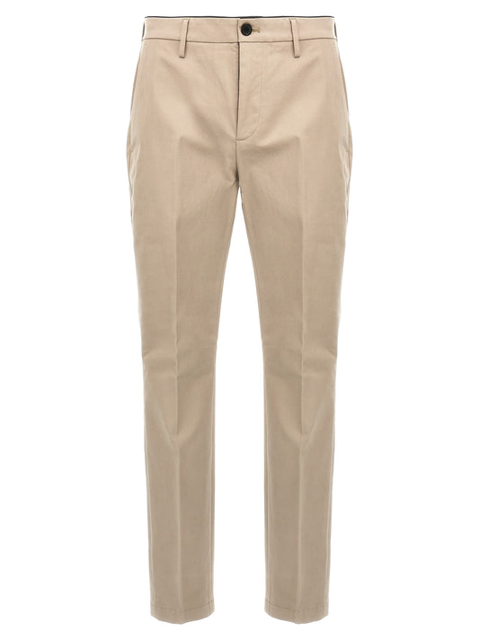 Beige Cotton Casual Pants