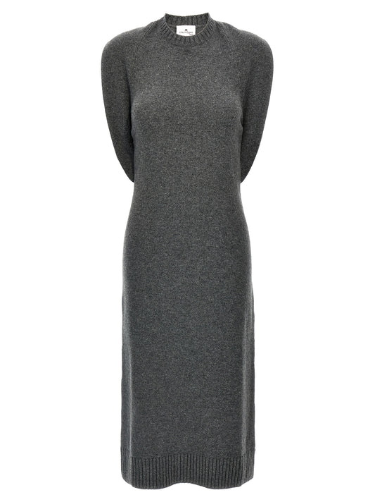 Gray Wool Midi Dress