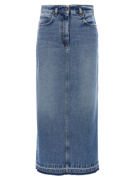 Blue Cotton Mini Skirt