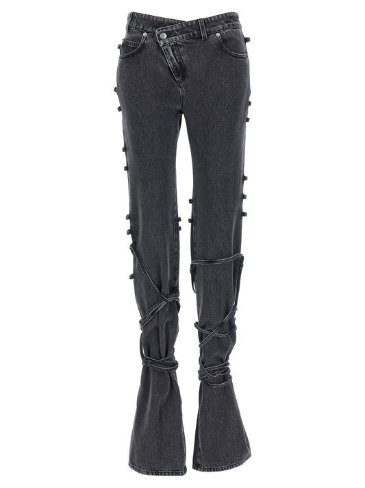 Black Cotton Flared Jeans