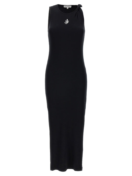 Black Cotton Midi Dress
