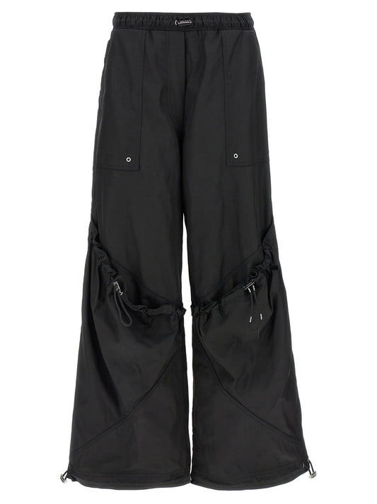 Black Polyester Casual Pants