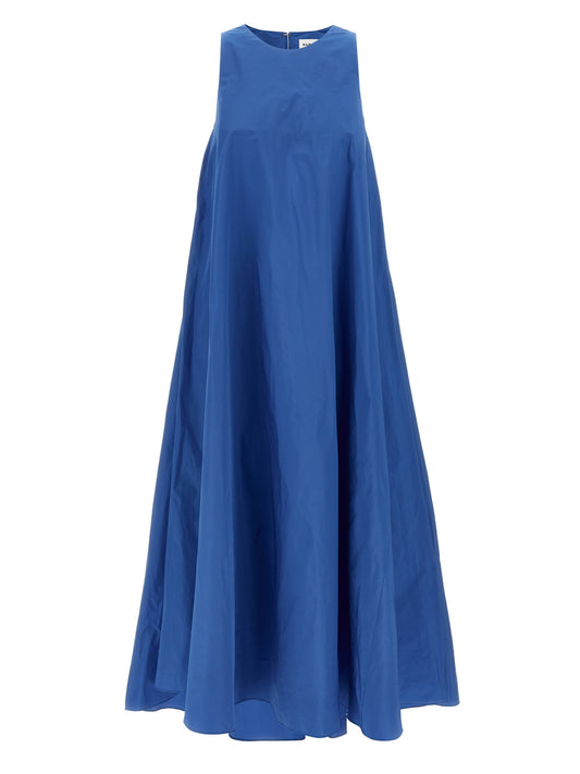 Blue Polyester Long Dress