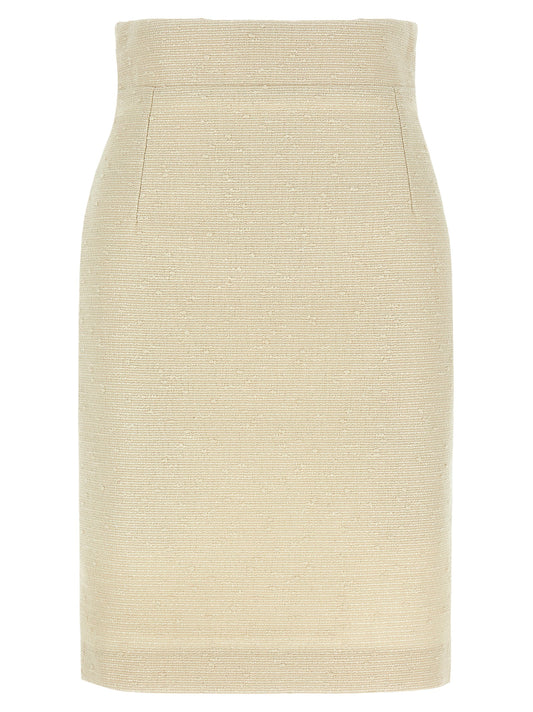 Beige Cotton Midi Skirt