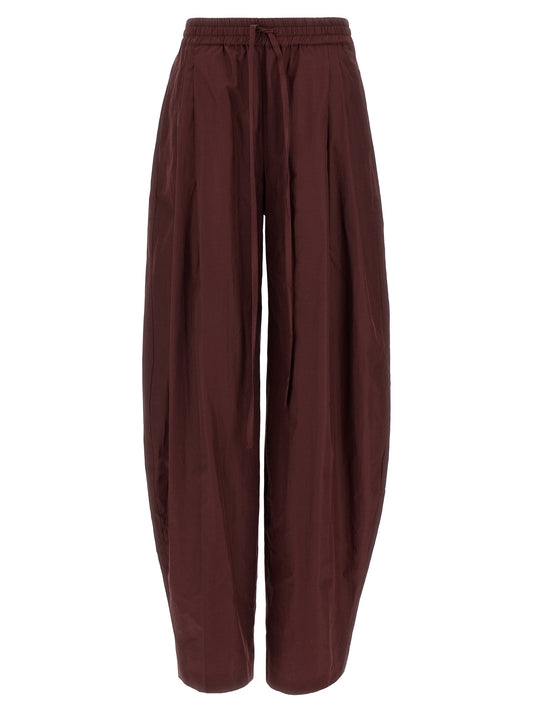 Bordeaux Polyester Casual Pants