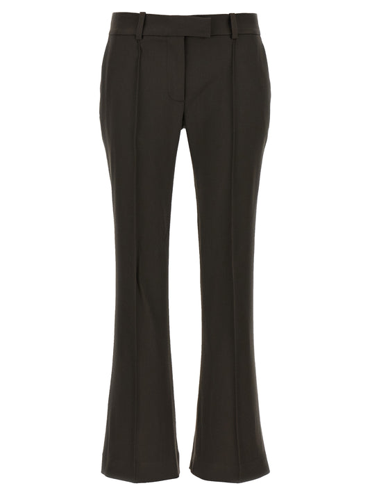 Brown Virgin Wool Flared Pants