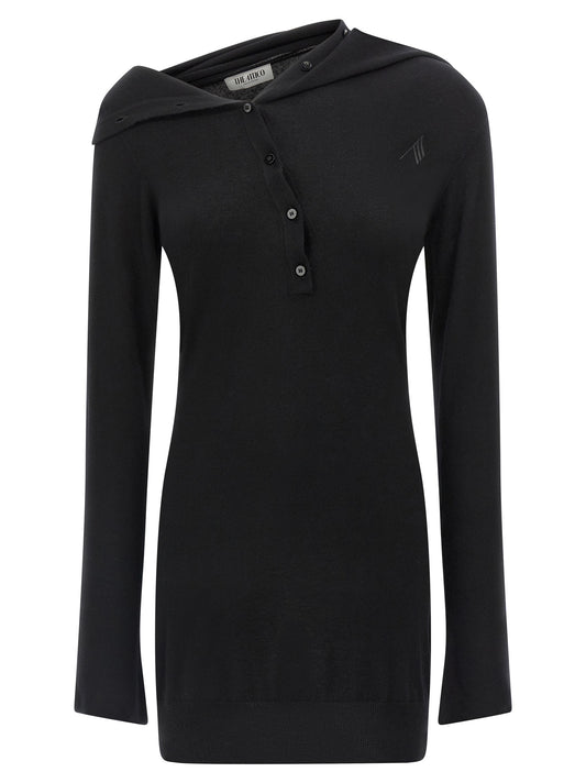 Black Virgin Wool Short Dress