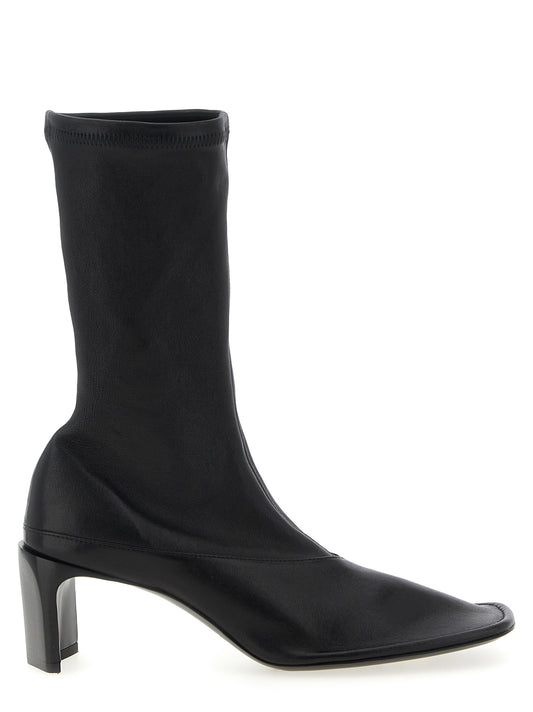 Black Lamb Leather Ankle Boots
