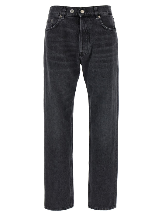 Black Cotton Straight-Leg Jeans
