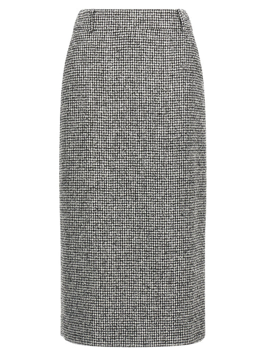 Bicolor Wool Midi Skirt