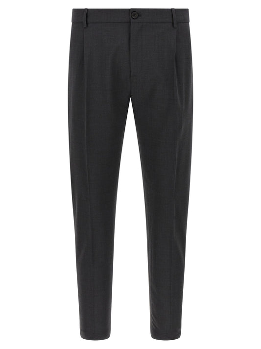 Gray Virgin Wool Cropped Pants