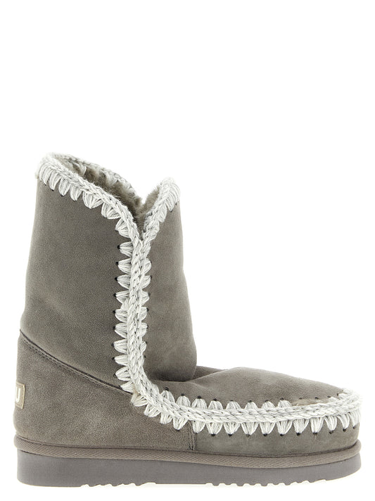 Gray Lambskin Ankle Boots