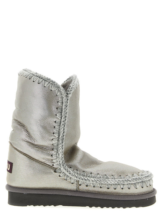 Silver Lambskin Ankle Boots