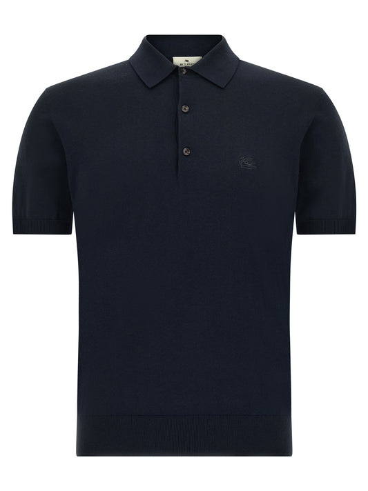 Blue Cotton Polo Shirt