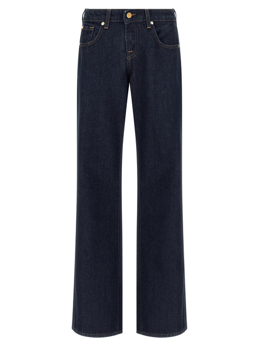 Blue Cotton Straight-Leg Jeans