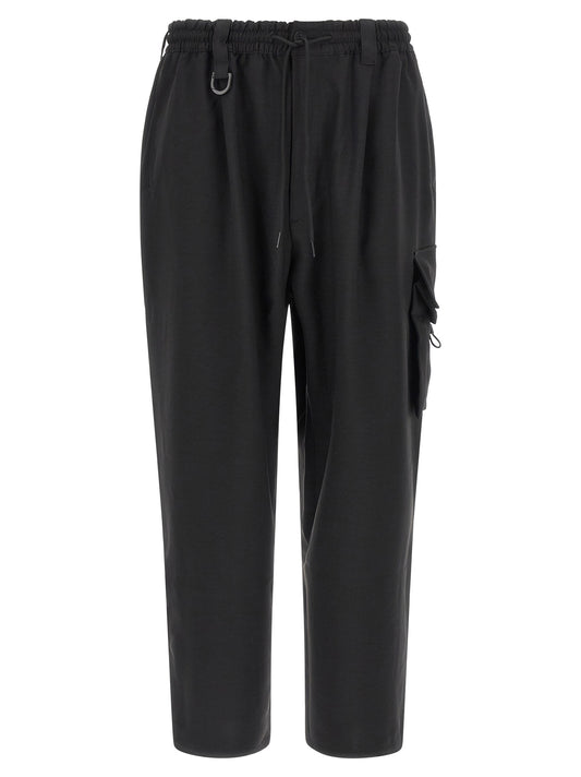 Black Polyester Cargo Pants