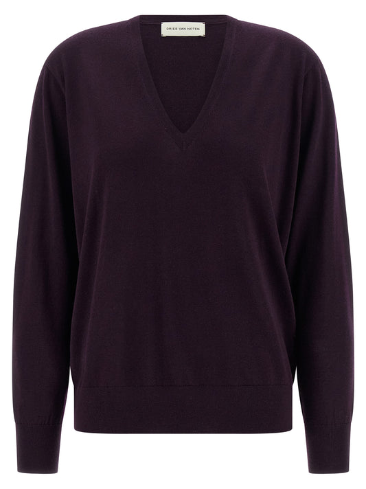 Purple Merino Wool Cardigan